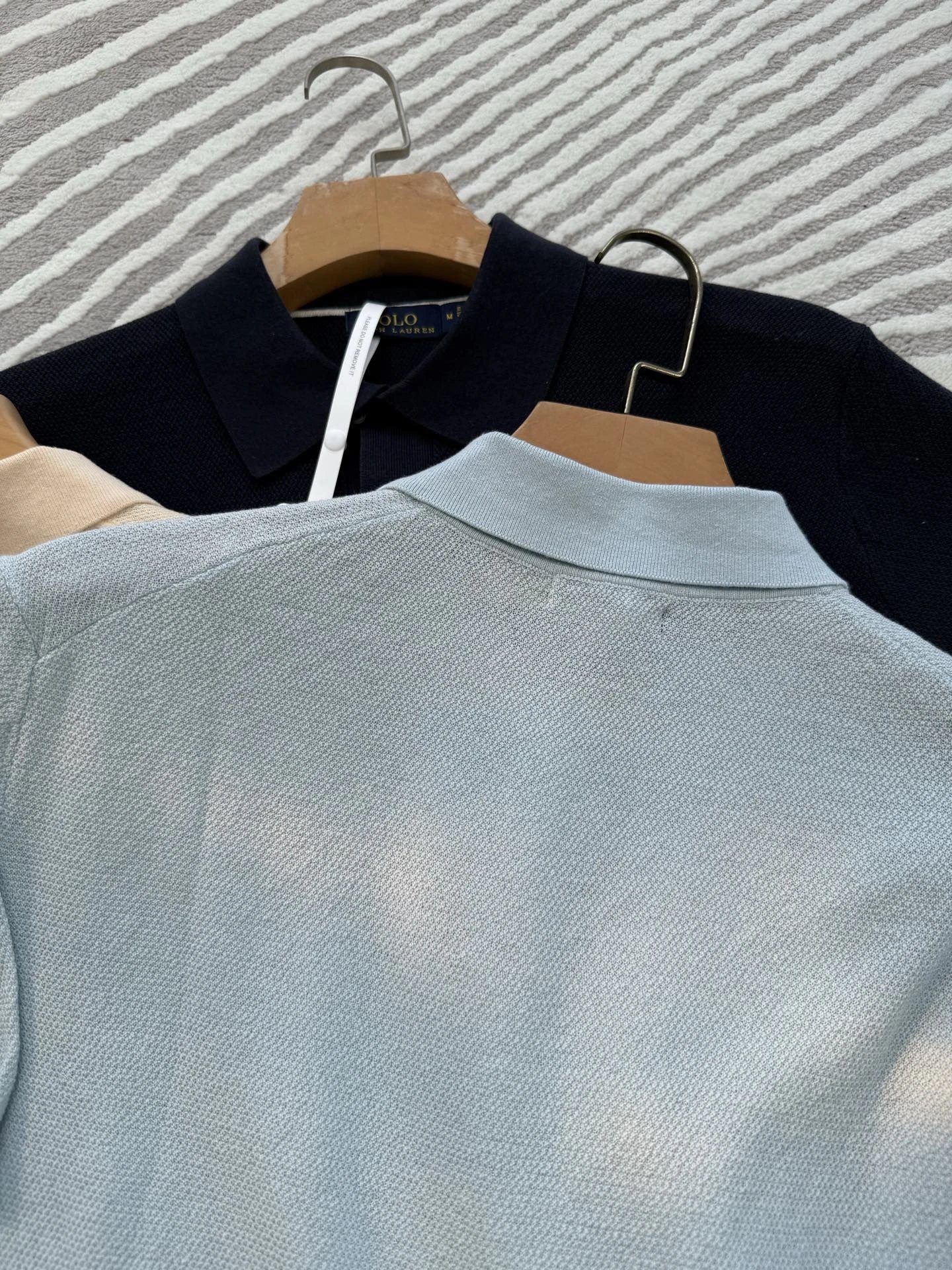 Polo Ralph Lauren Knit Polo Shirt in Beige, Black, and Light Blue - 11