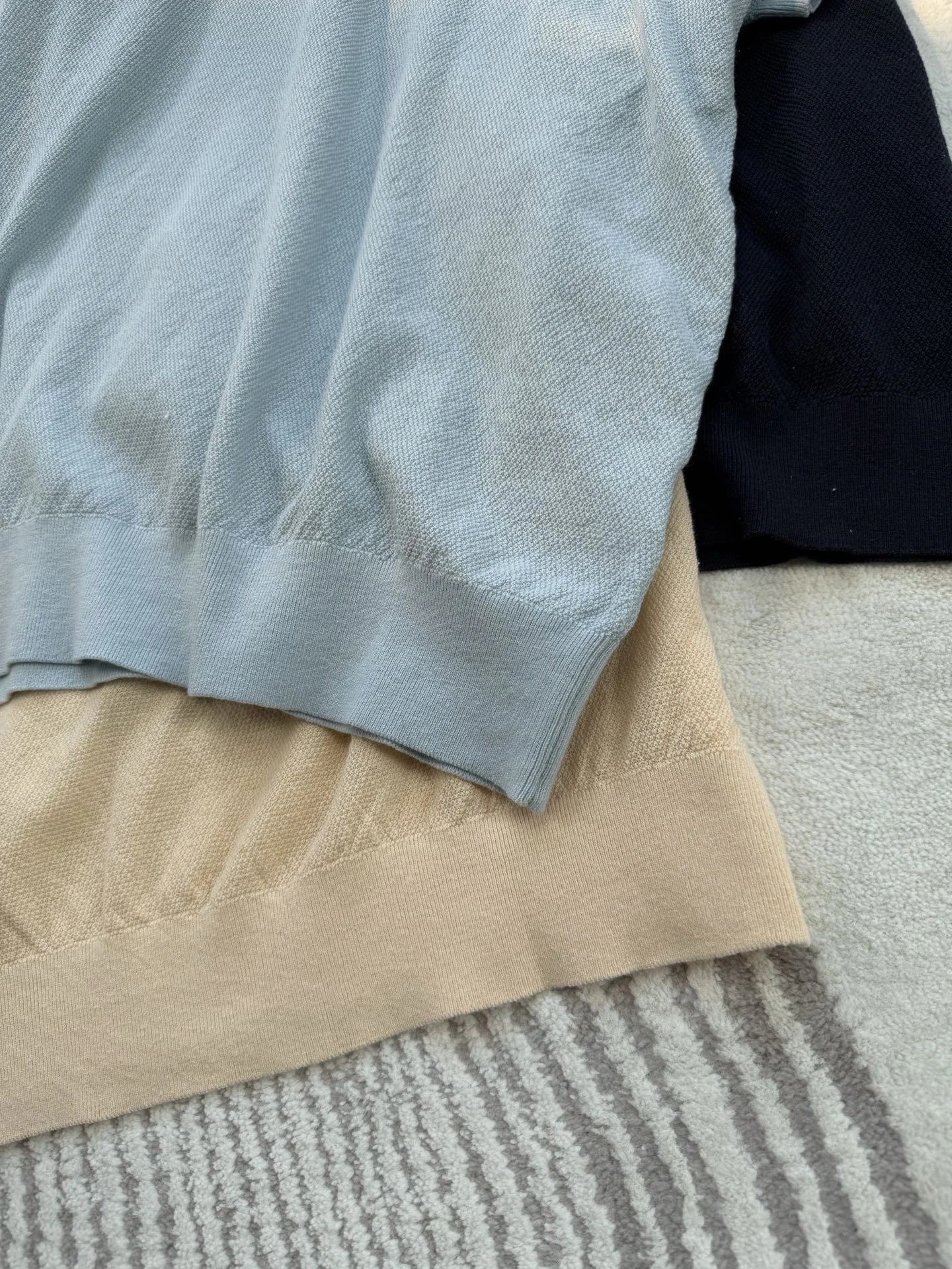 Polo Ralph Lauren Knit Polo Shirt in Beige, Black, and Light Blue - 12