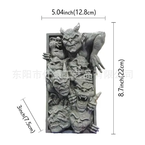 Design Horror Face Bookend White Resin Decorative Sculpture Accessories - 3