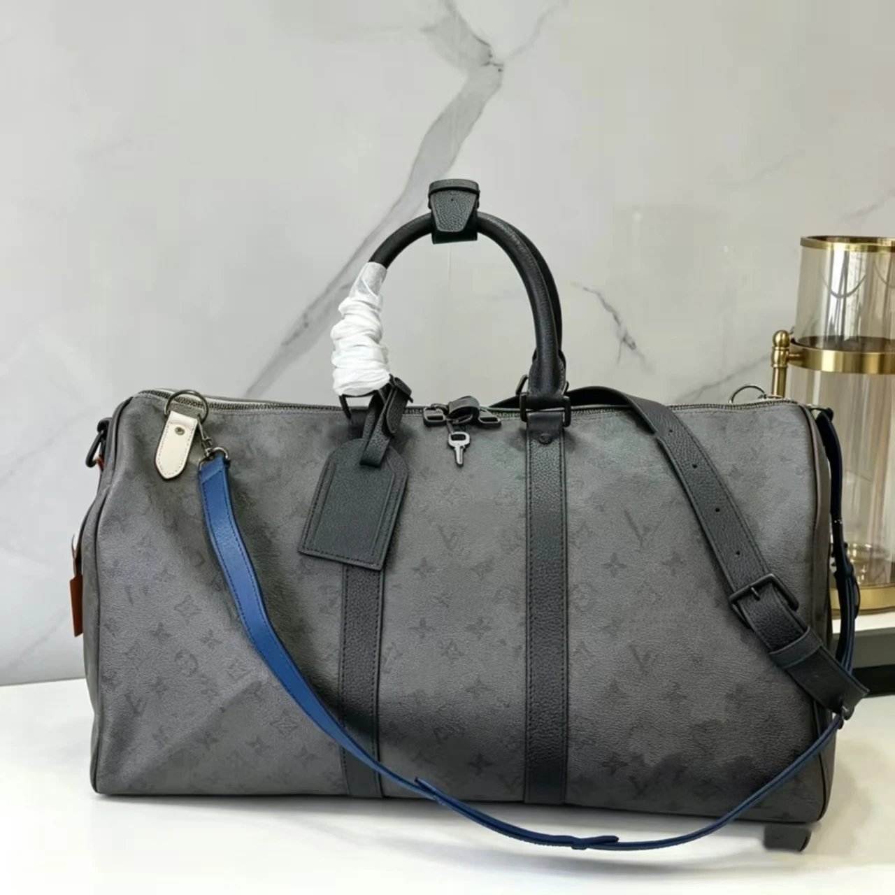 Louis Vuitton Keepall Bandoulière 50 Monogram Eclipse Watercolor Duffle Bag - 10