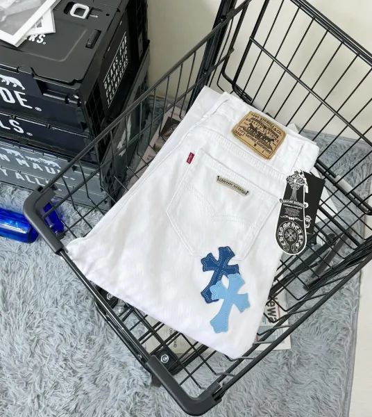 Chrome Hearts Cross-Embellished White Denim Jeans - 4