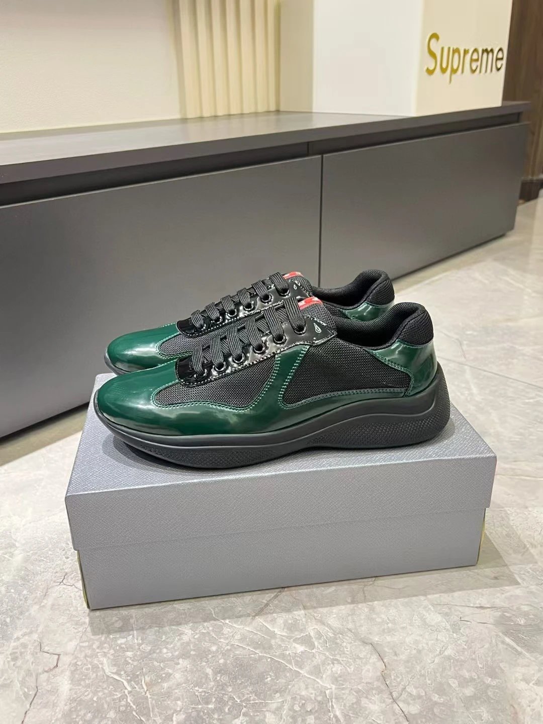 Prada Linea Rossa Runner White Gray Sneakers - 39