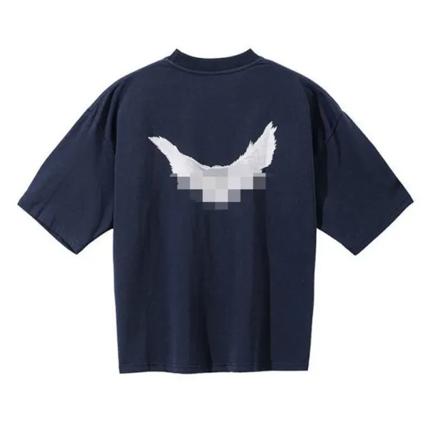 Design Wing Print Oversized T-Shirt Navy - 1