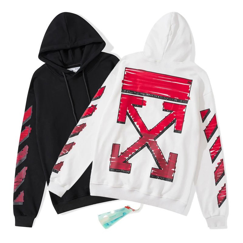 Off-White Diagonal Print Zip-Up Hoodie Black - 49