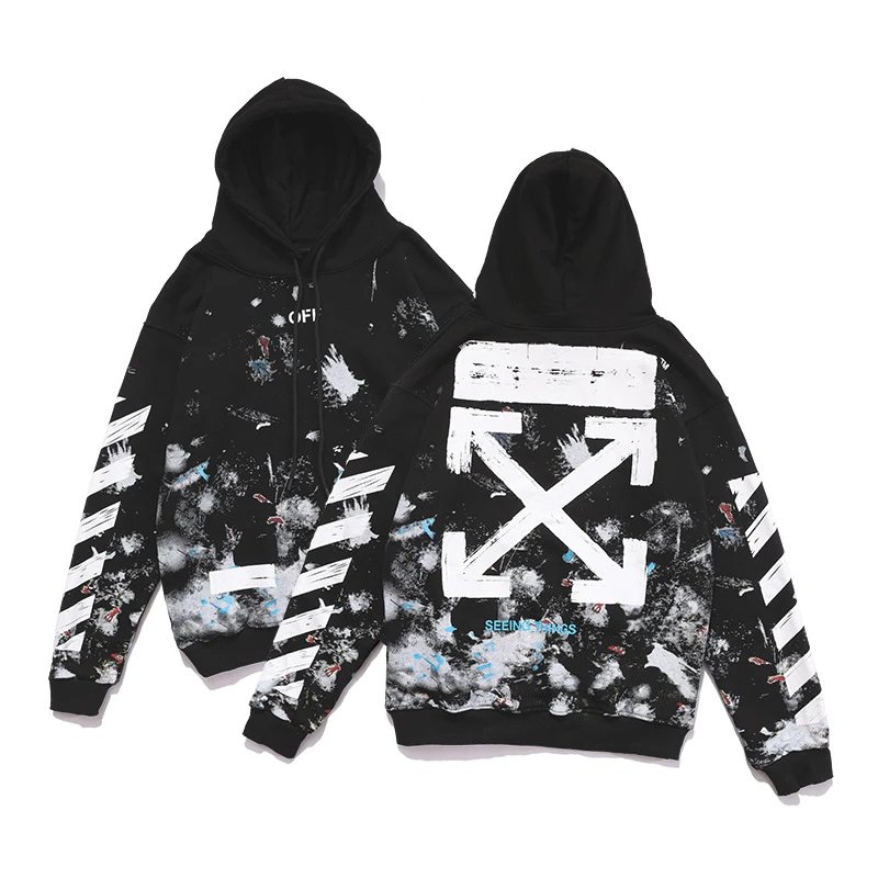 Off-White Diagonal Print Zip-Up Hoodie Black - 56