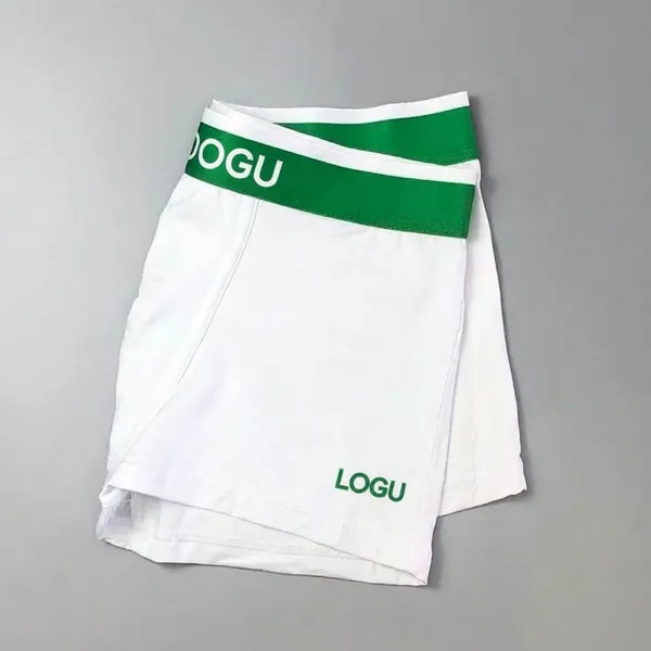 Design LOGU Boxer Briefs White with Green Waistband Underwear - 1