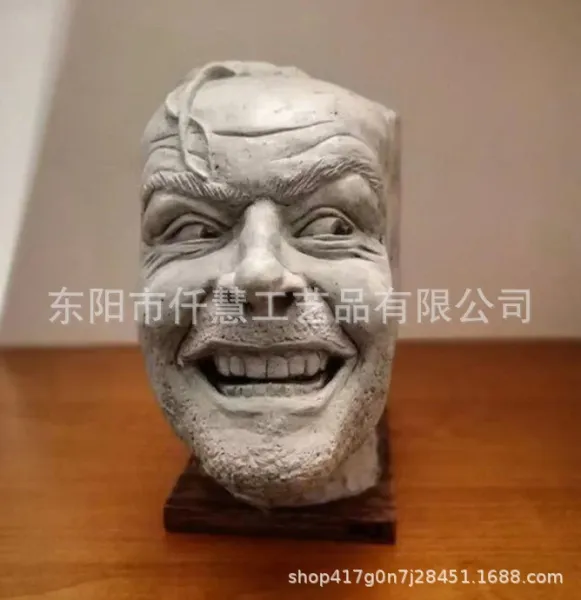 Design Horror Face Bookend White Resin Decorative Sculpture Accessories - 12