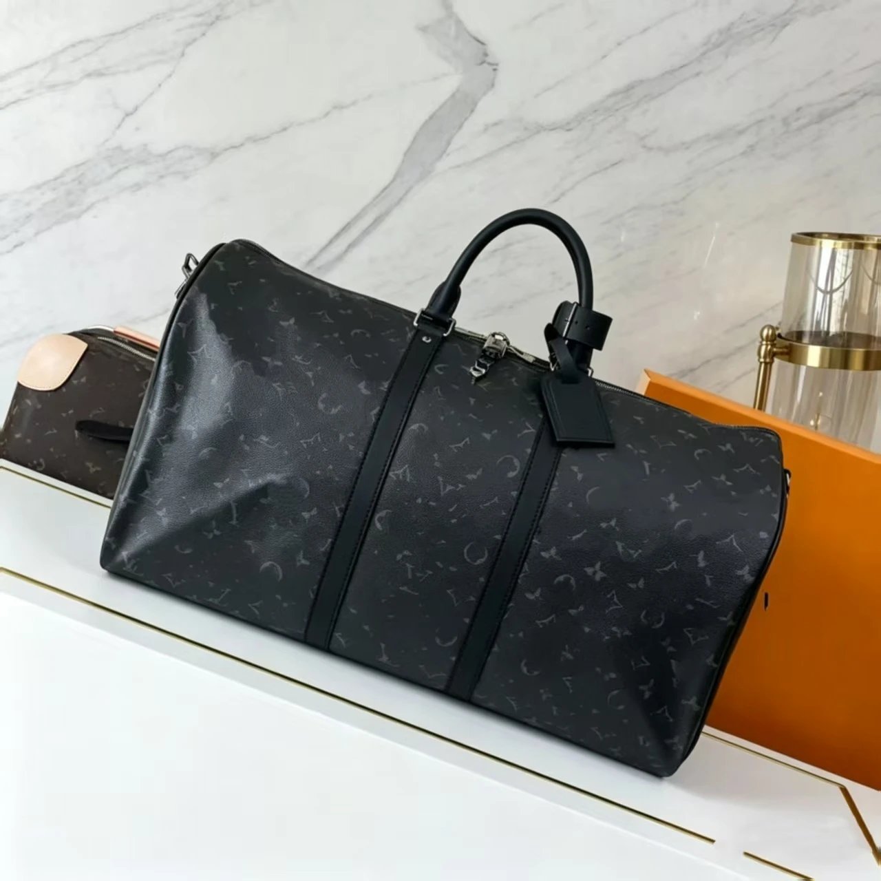 Louis Vuitton Keepall Bandoulière 50 Monogram Eclipse Watercolor Duffle Bag - 9