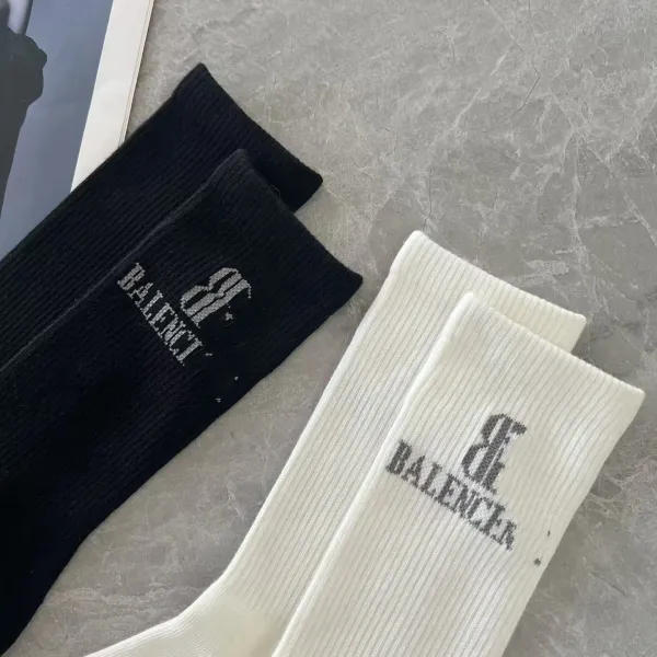 Balenciaga BB Logo Crew Socks White - 5