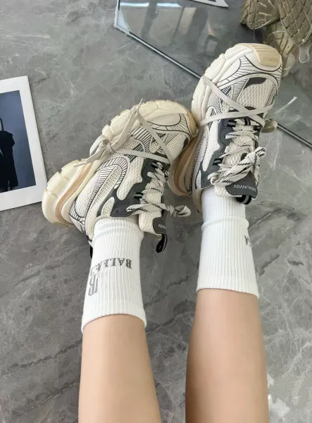 Balenciaga BB Logo Crew Socks White - 2