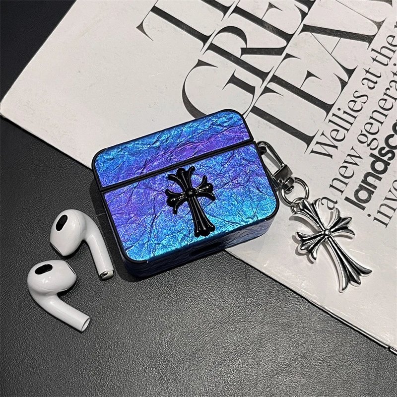 Chrome Hearts Marble AirPods Case with Cross Charm Phone Accessories - 7