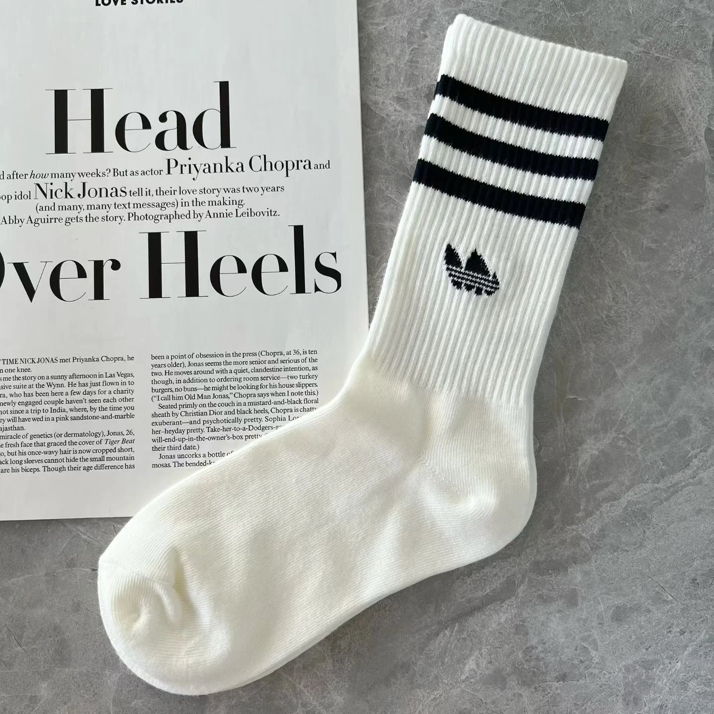Adidas Originals Three-Stripe Crew Socks Navy with Burgundy - 15