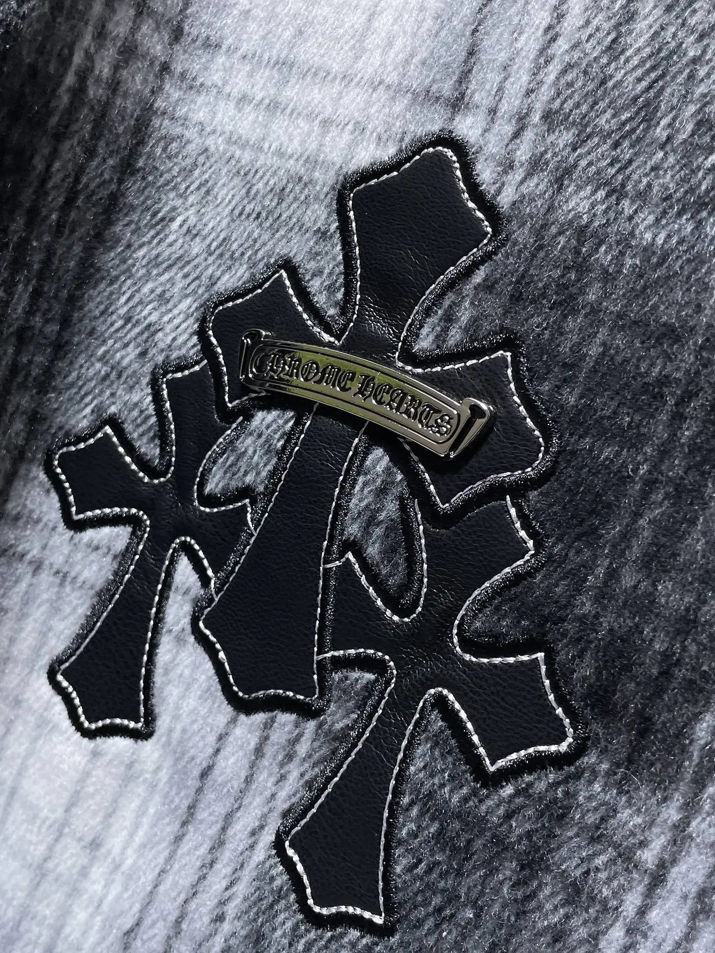 Chrome Hearts Cross-Embroidered Gray Plaid Shirt - 10