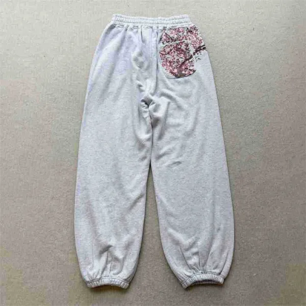 Design Floral Patch Sweatpants Gray - 1