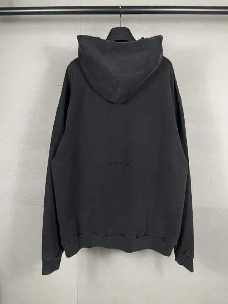 Balenciaga Logo Hoodie Black with White Stripe Sleeves - 15