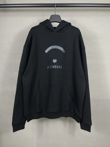 Balenciaga Logo Hoodie Black with White Stripe Sleeves - 16