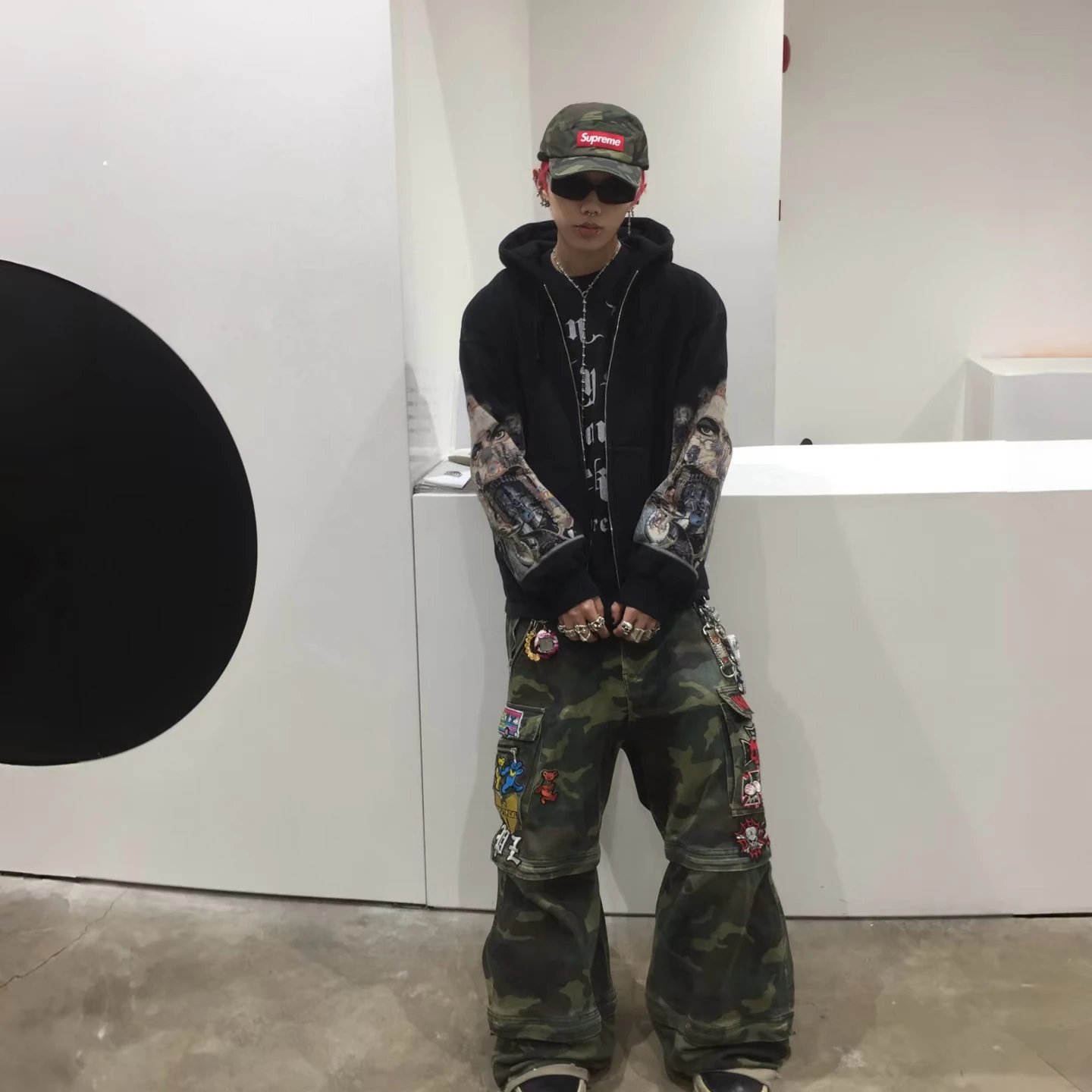 Supreme Michael Jackson Sleeve Print Zip-Up Hoodie Black - 7