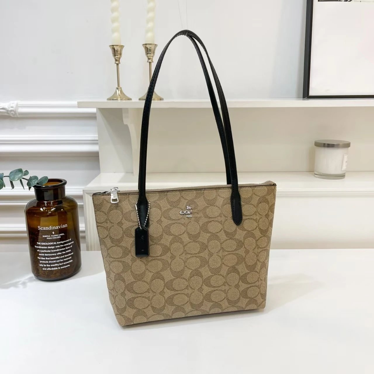 Coach Signature Canvas Tote Bag Beige Tote Bag - 14