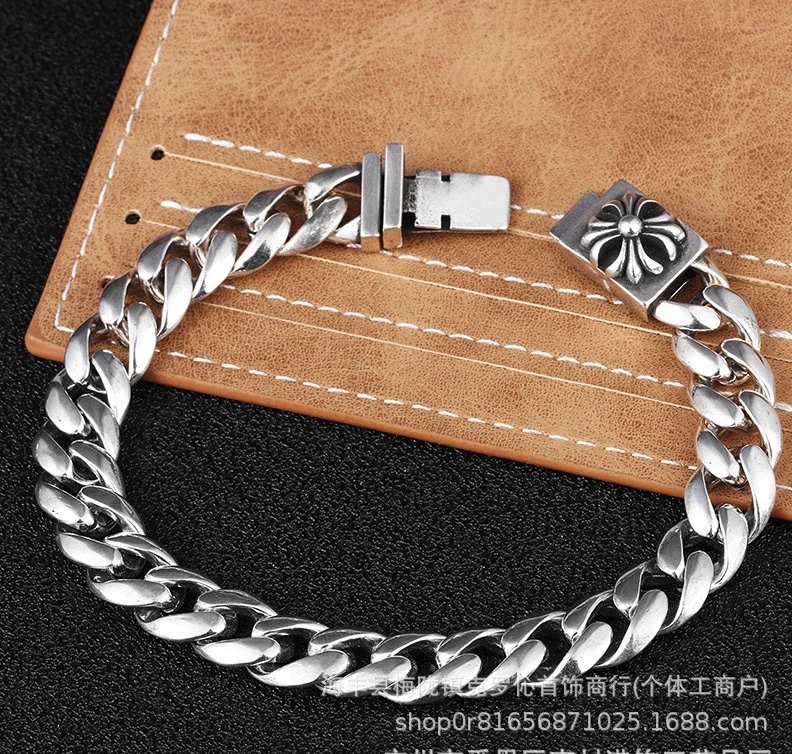 Chrome Hearts Floral Link Bracelet Silver Jewelry - 16