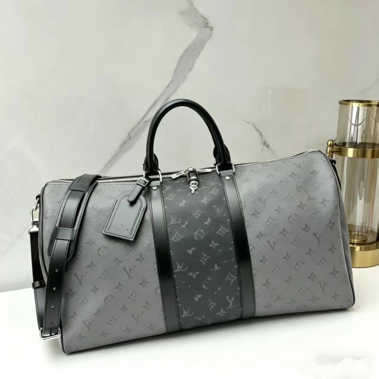 Louis Vuitton Keepall Bandoulière 50 Monogram Eclipse Watercolor Duffle Bag - 8