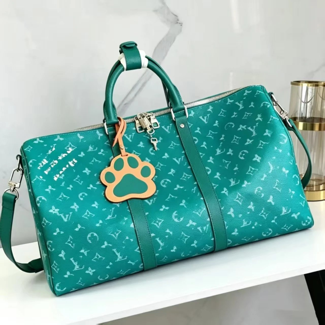 Louis Vuitton Keepall Bandoulière 50 Monogram Eclipse Watercolor Duffle Bag - 6