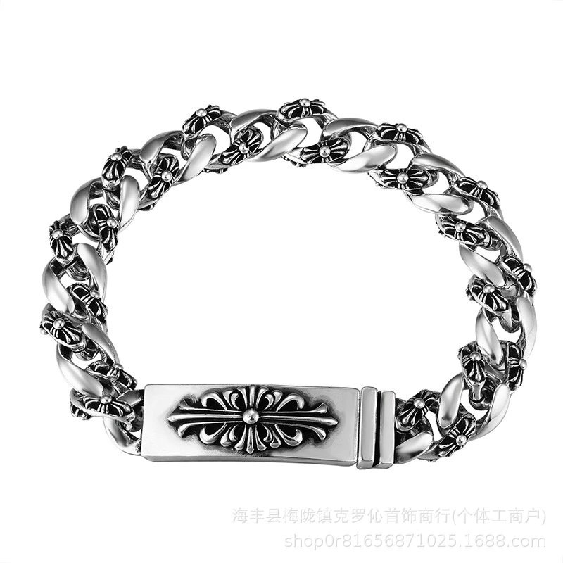 Chrome Hearts Floral Link Bracelet Silver Jewelry - 34