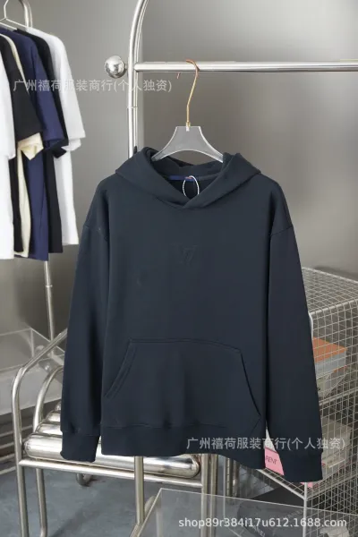 Design Embroidered Logo Hoodie Navy - 1