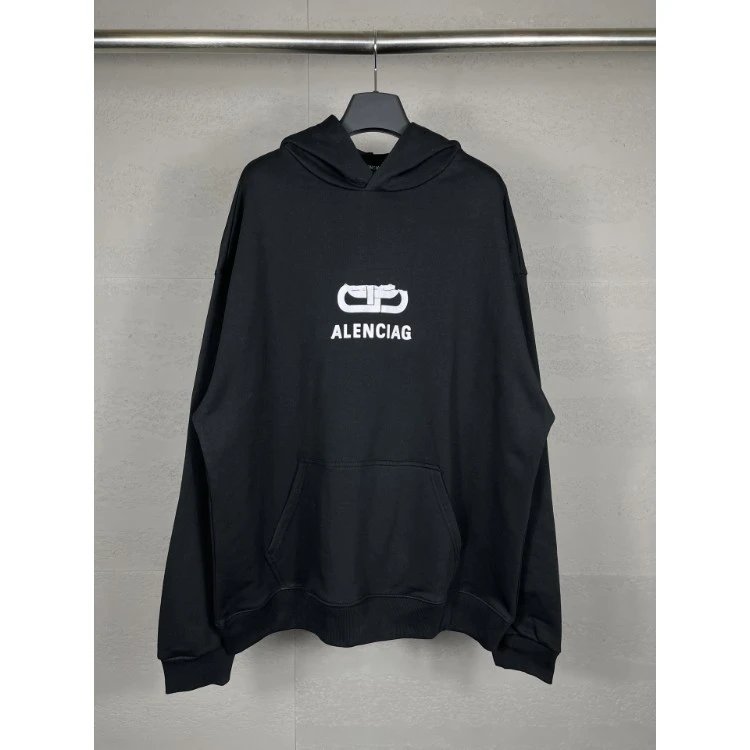 Balenciaga Alenciag Logo Hoodie Black - 1