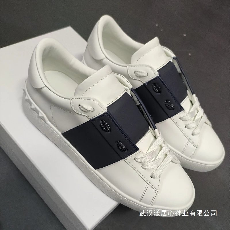 Valentino Rockstud Leather Sneakers White with Silver Panel - 5