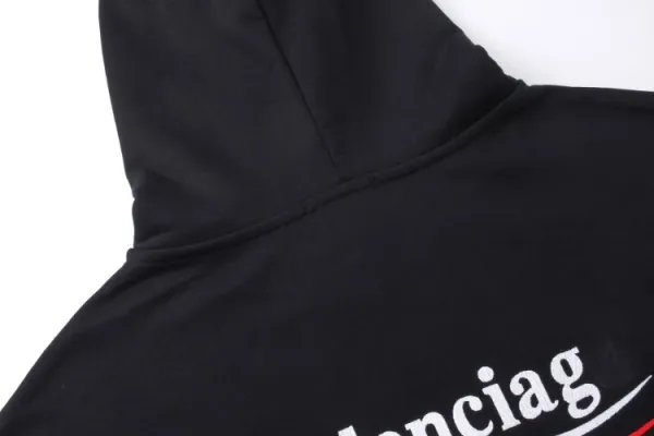 Balenciaga Logo Hoodie Black with White Stripe Sleeves - 5