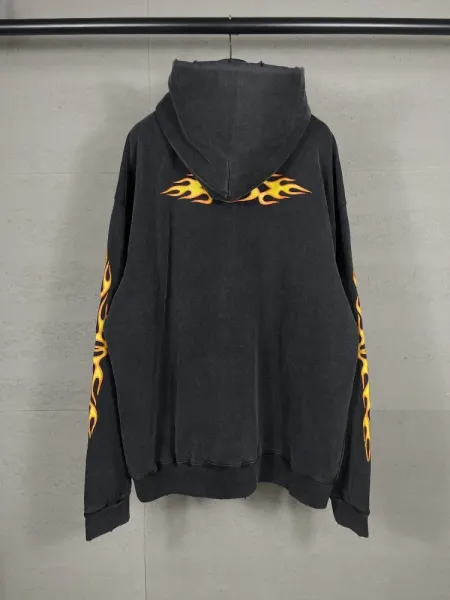 Balenciaga Logo Hoodie Black with White Stripe Sleeves - 19