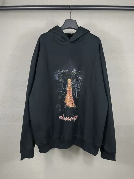 Balenciaga Logo Hoodie Black with White Stripe Sleeves - 20
