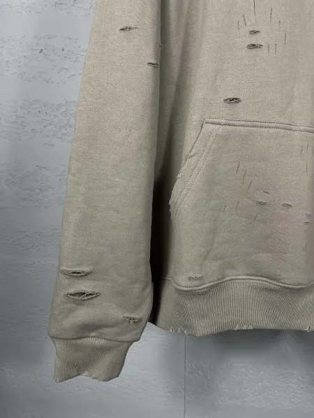 Design Lencia Distressed Logo Hoodie Beige Hoodie - 22