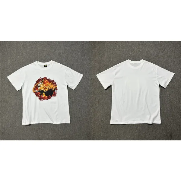 Design Graphic Flame Print T-Shirt White - 1