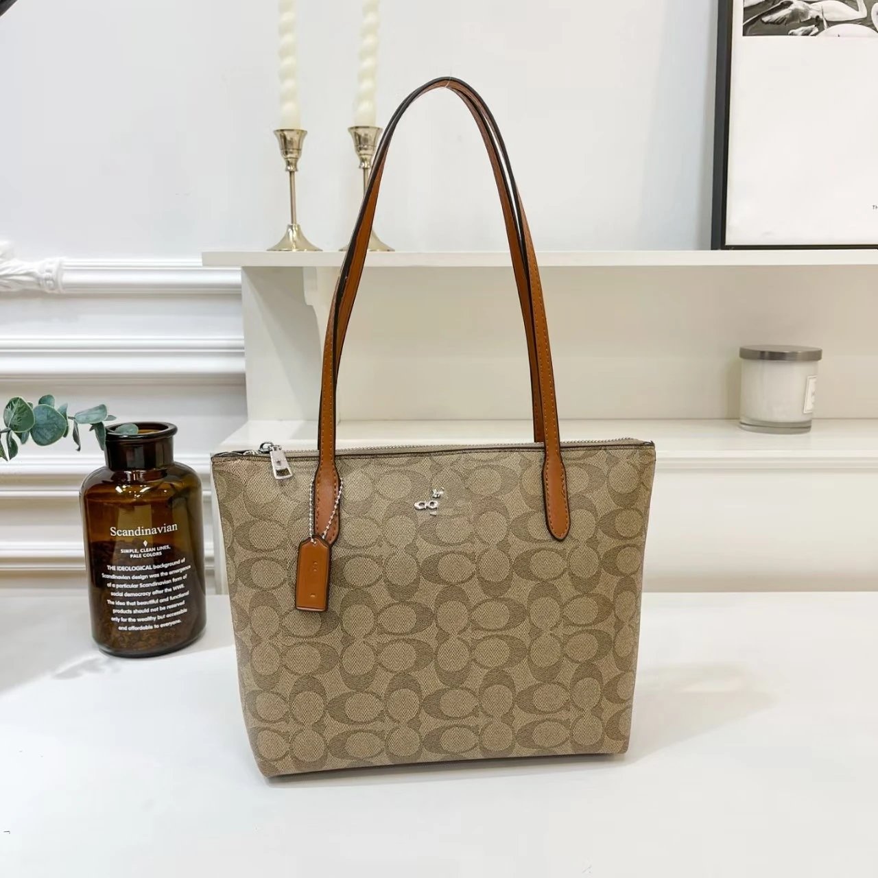 Coach Signature Canvas Tote Bag Beige Tote Bag - 9