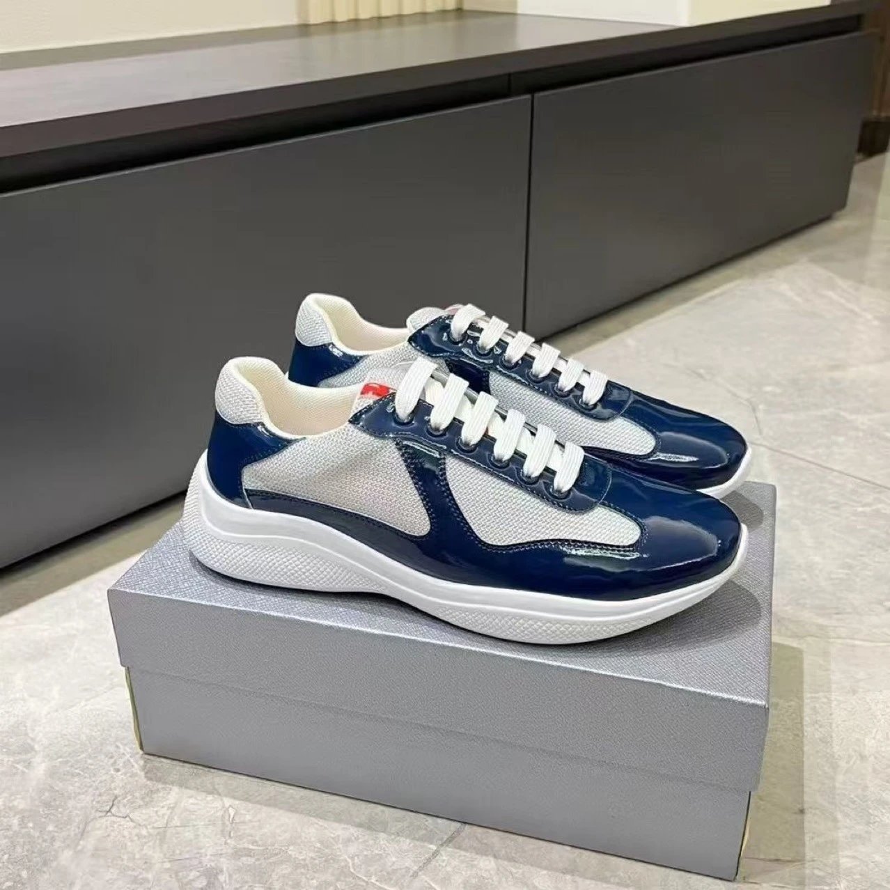Prada Linea Rossa Runner White Gray Sneakers - 45