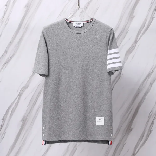 Thom Browne Classic Four-Bar Stripe Gray T-Shirt - 1