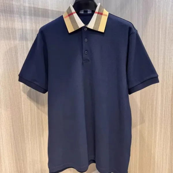 Burberry Classic Check Collar Polo Navy Polo Shirt - 1
