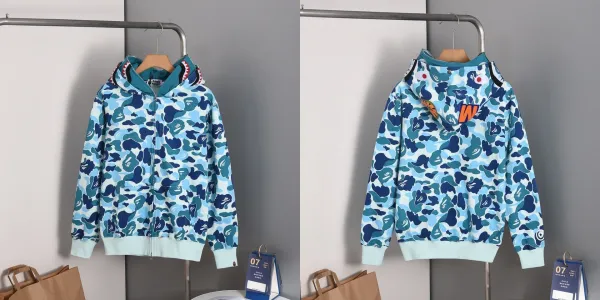 A Bathing Ape ABC Camo Shark Hoodie Blue Multicolor - 1