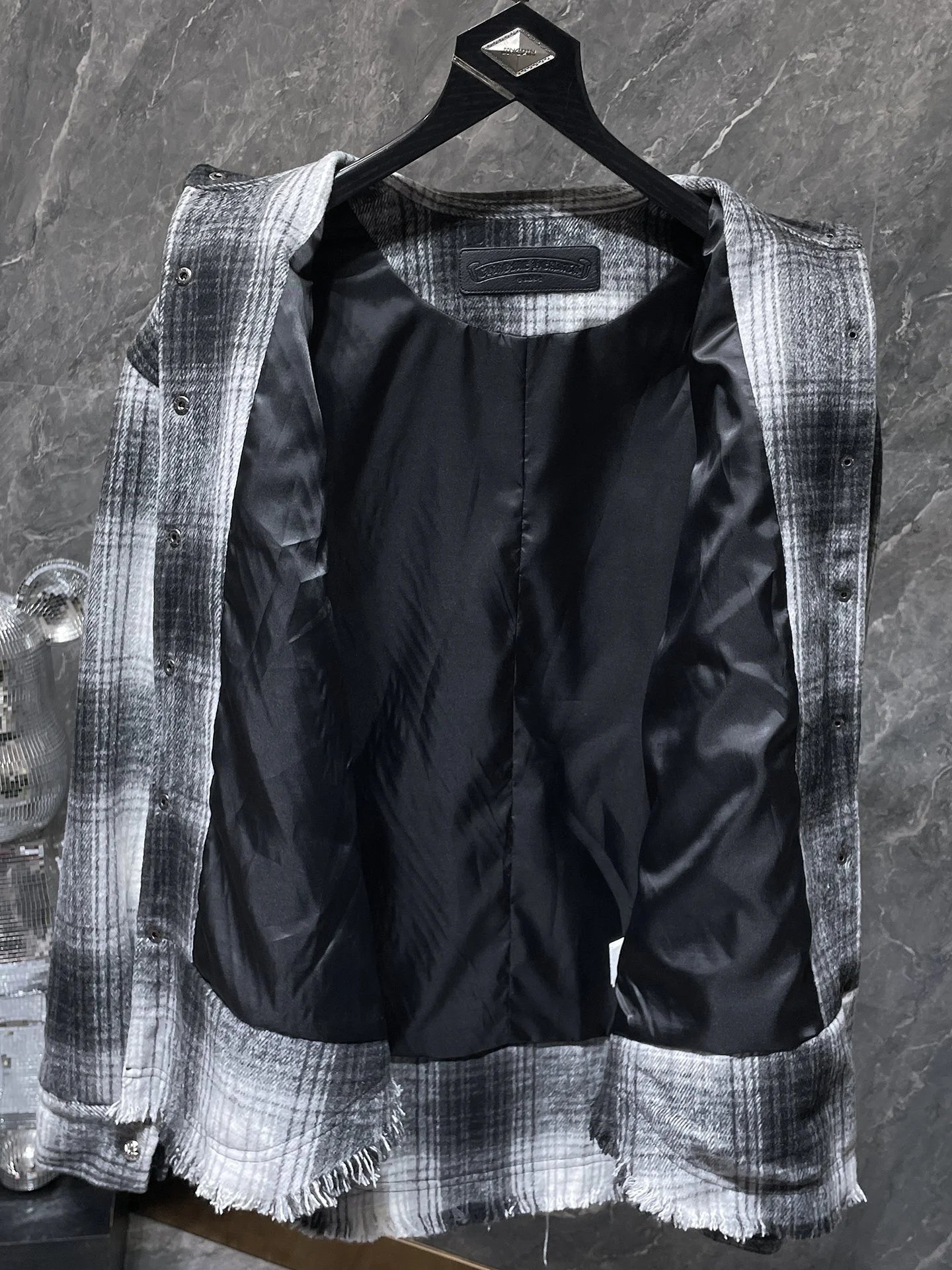 Chrome Hearts Cross-Embroidered Gray Plaid Shirt - 5