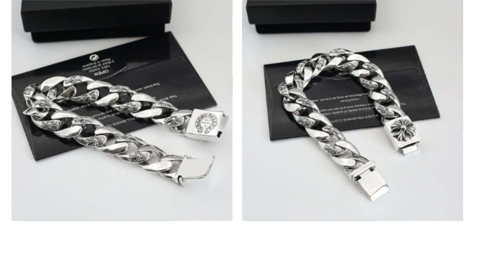 Chrome Hearts Flower Motif Curb Chain Bracelet Silver Jewelry - 6