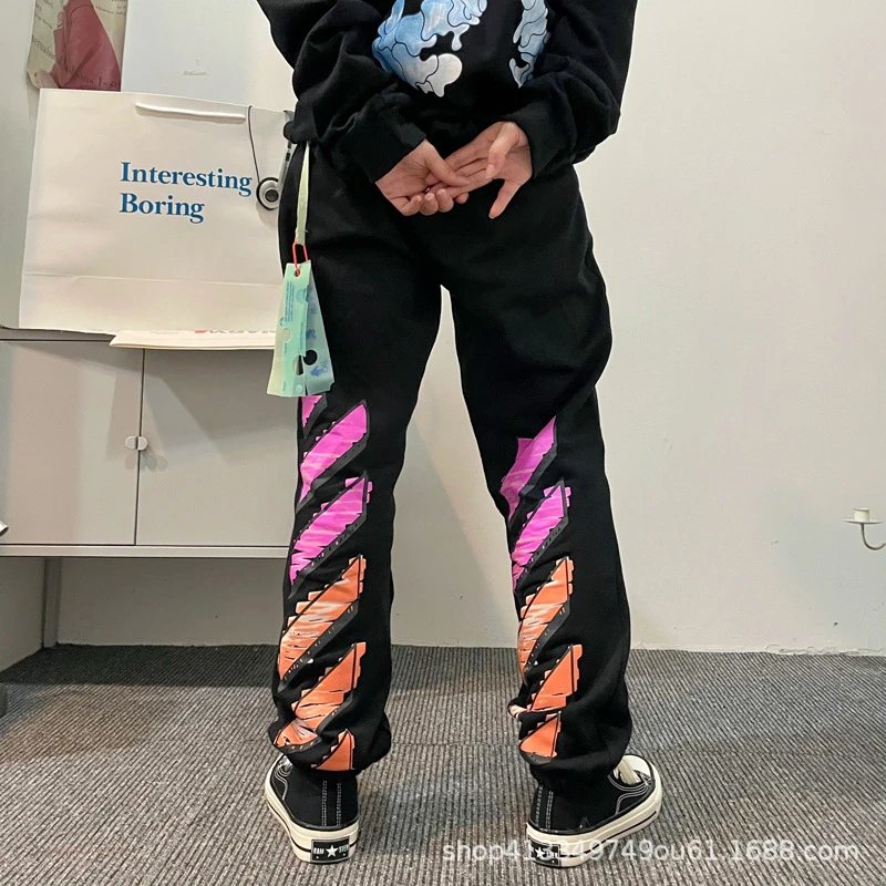 Off-White Diagonal Print Zip-Up Hoodie Black - 26