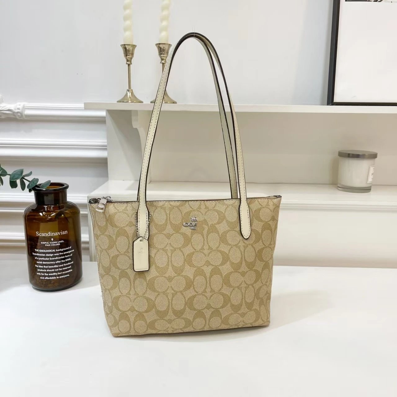 Coach Signature Canvas Tote Bag Beige Tote Bag - 13