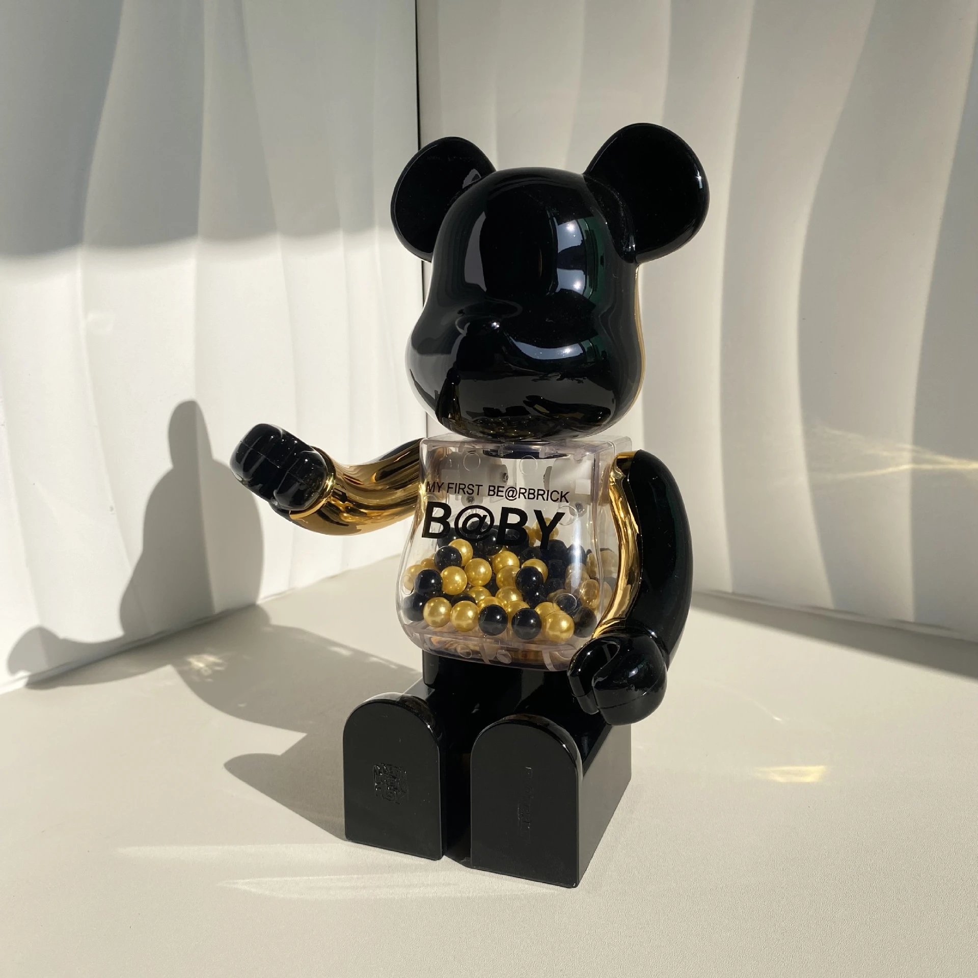 Medicom Toy BE@RBRICK My First BE@RBRICK B@BY Black Gold Transparent Collectible Figure Accessories - 12