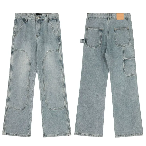 Design Distressed Patchwork Flared Jeans Black - 12