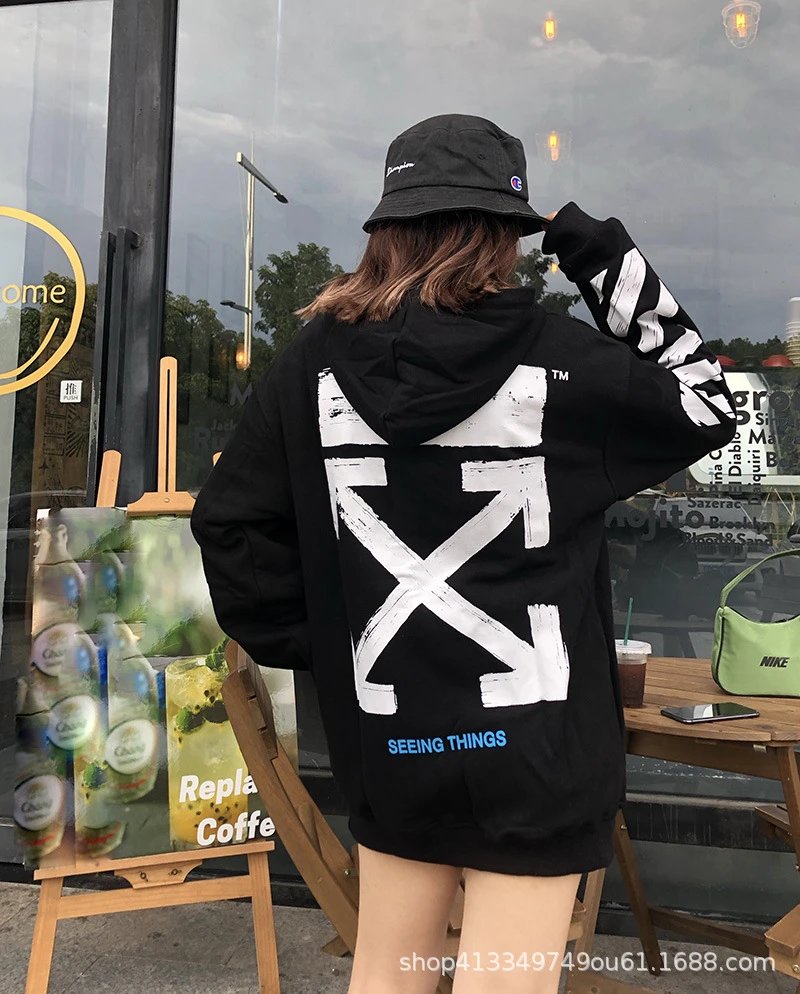 Off-White Diagonal Print Zip-Up Hoodie Black - 24