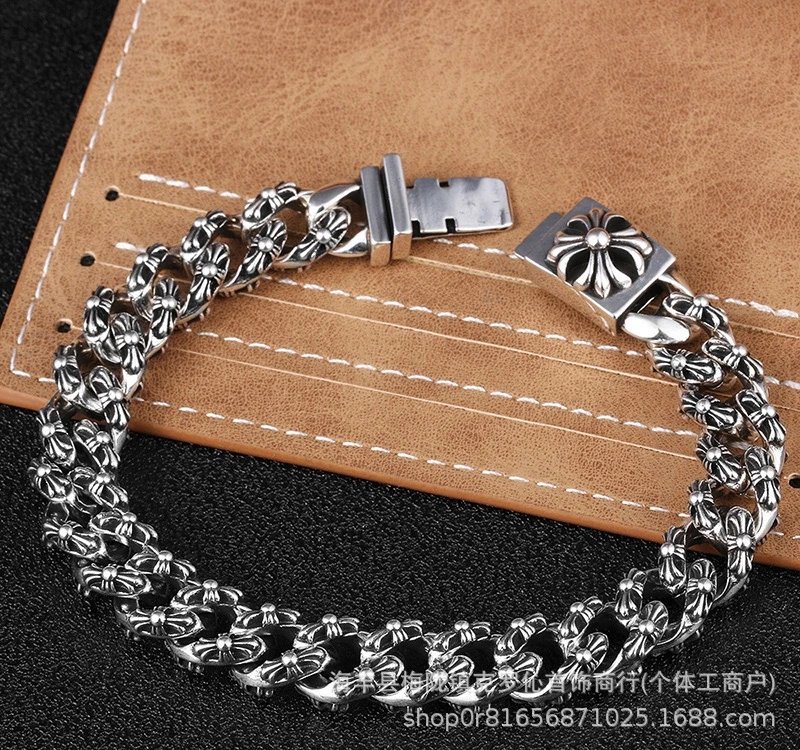 Chrome Hearts Floral Link Bracelet Silver Jewelry - 18