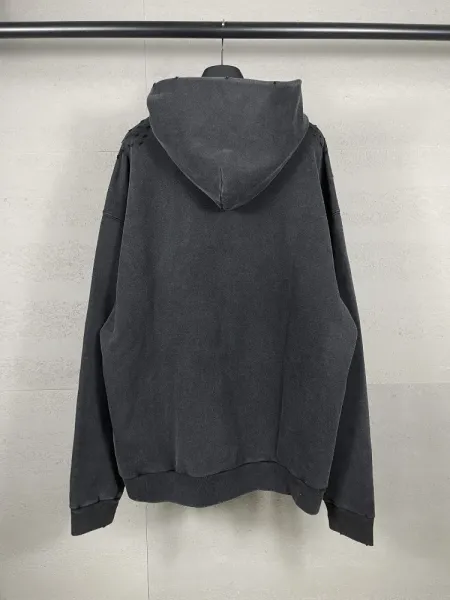 Balenciaga Logo Hoodie Black with White Stripe Sleeves - 31