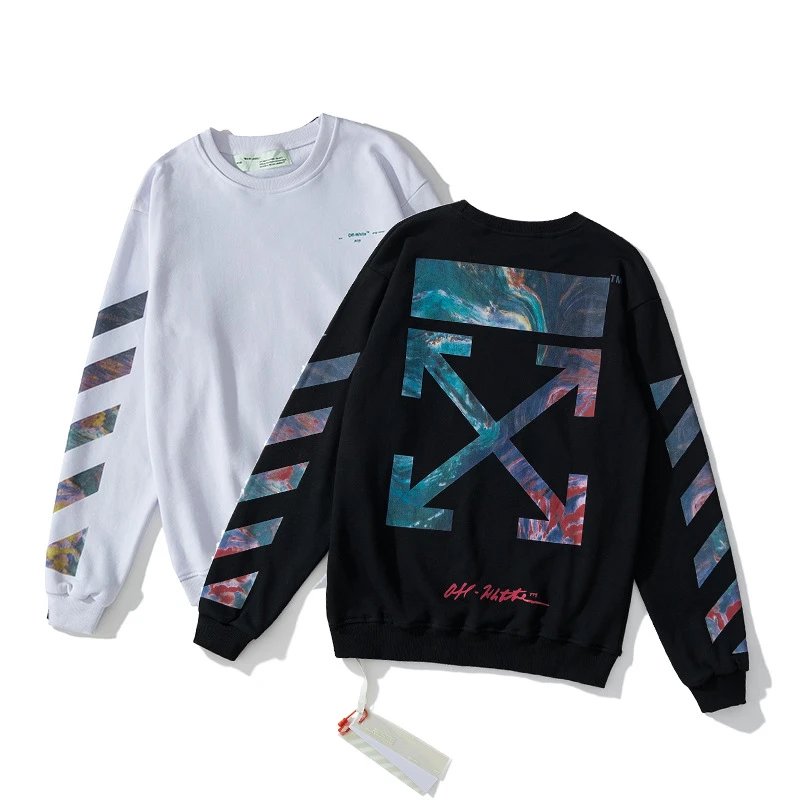 Off-White Diagonal Print Zip-Up Hoodie Black - 68