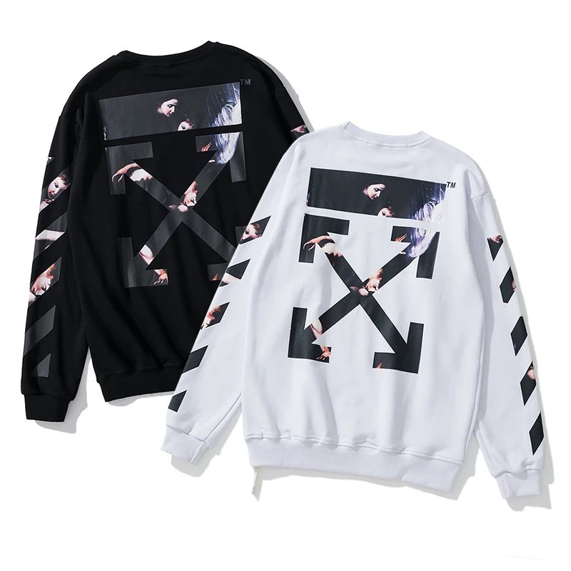Off-White Diagonal Print Zip-Up Hoodie Black - 70